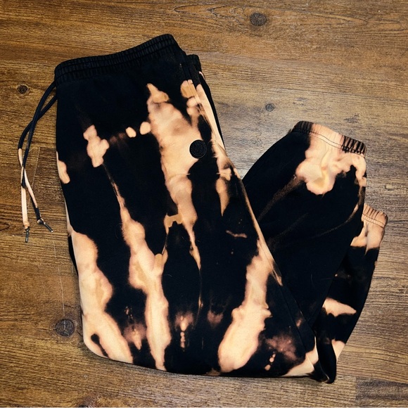 Victoria's Secret PINK Black Orange Custom Tie Dye Cozy Cuffed Joggers Size XL - Picture 7 of 10